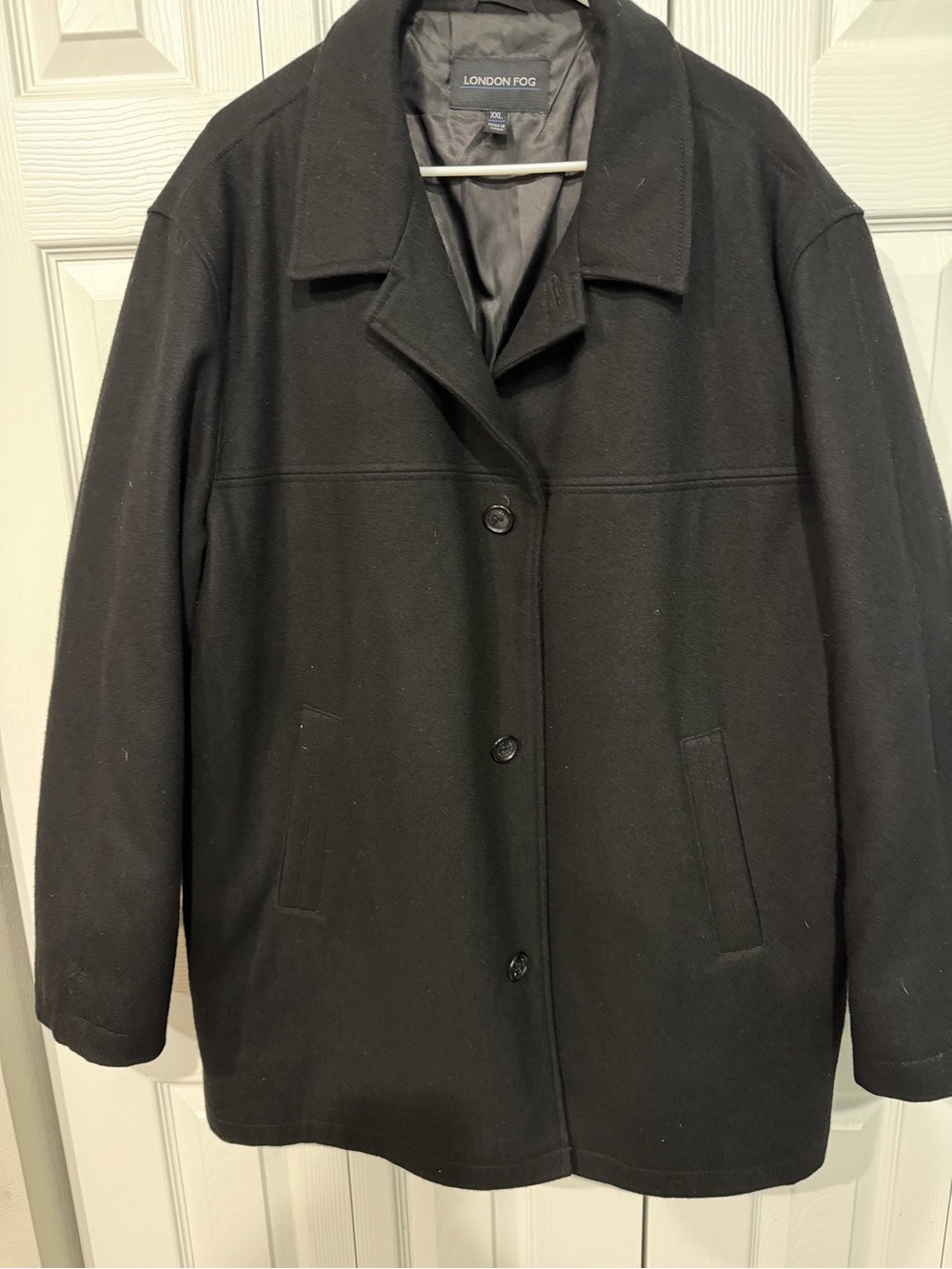 London Fog Black Wool-Blend Pea Coat